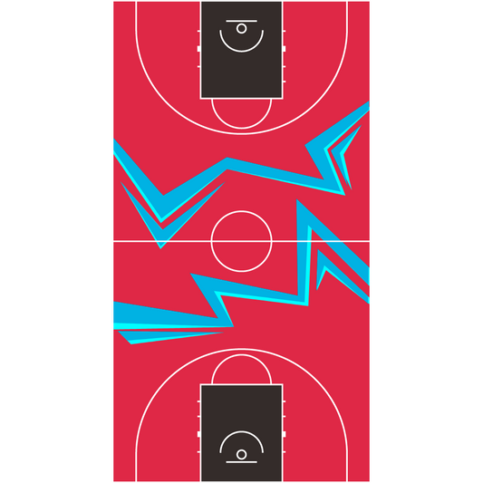 15m Wide x 28m Long Basketball Court with Original FIBA Lines and Custom Overlay