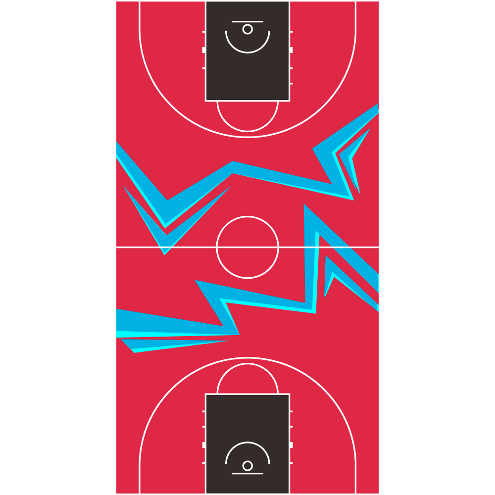 15m Wide x 28m Long Basketball Court with Original FIBA Lines and Custom Overlay