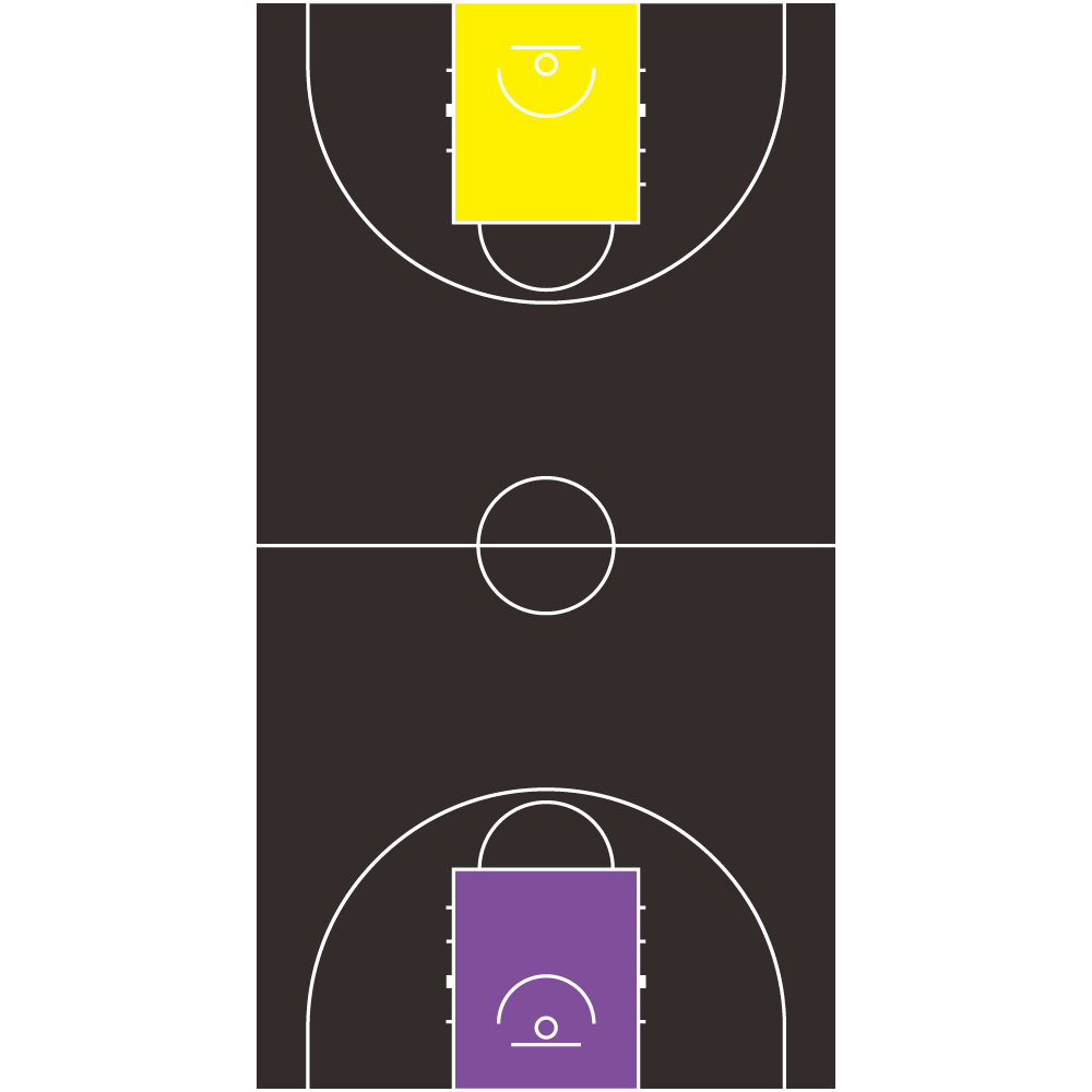 Corte de Baloncesto largo de 15m ancho x 28m con FIBA original Líneas