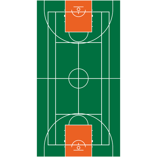 Corte multifunción de 15m ancho x 28m largo con líneas FIBA originales e ITF