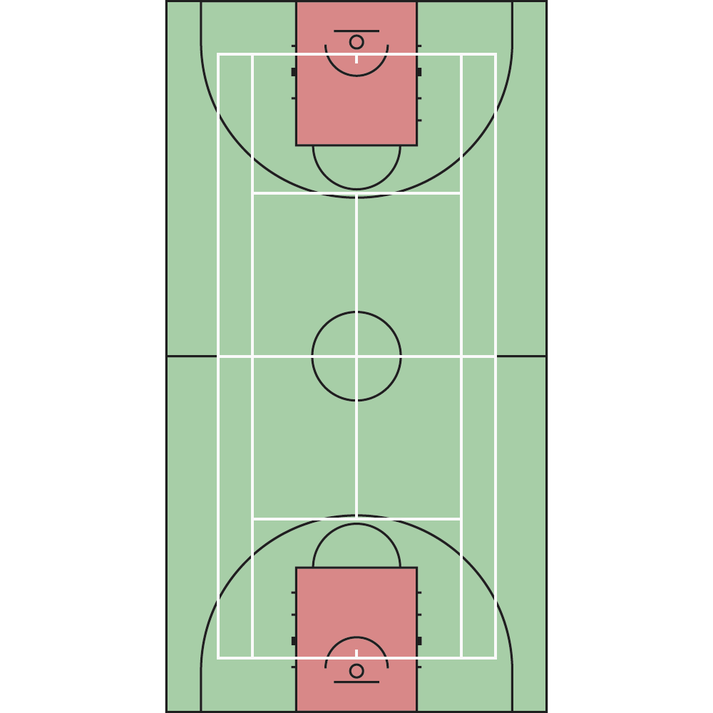 15m Wide x 28m Long Multi-Purpose Court mit Original FIBA und ITF Lines